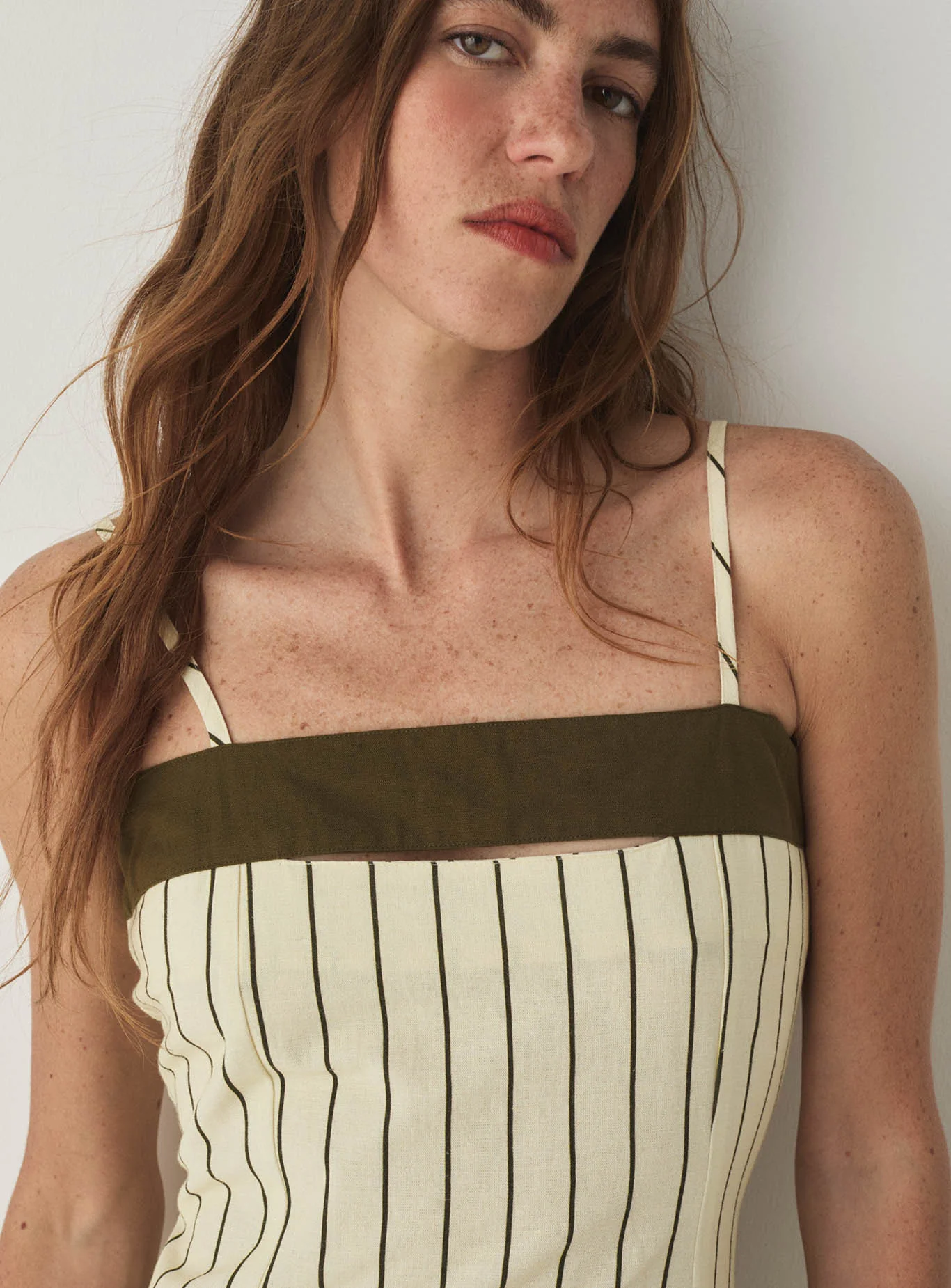 BREEZE KHAKI ASYMMETRIC MIDI DRESS - Image 2
