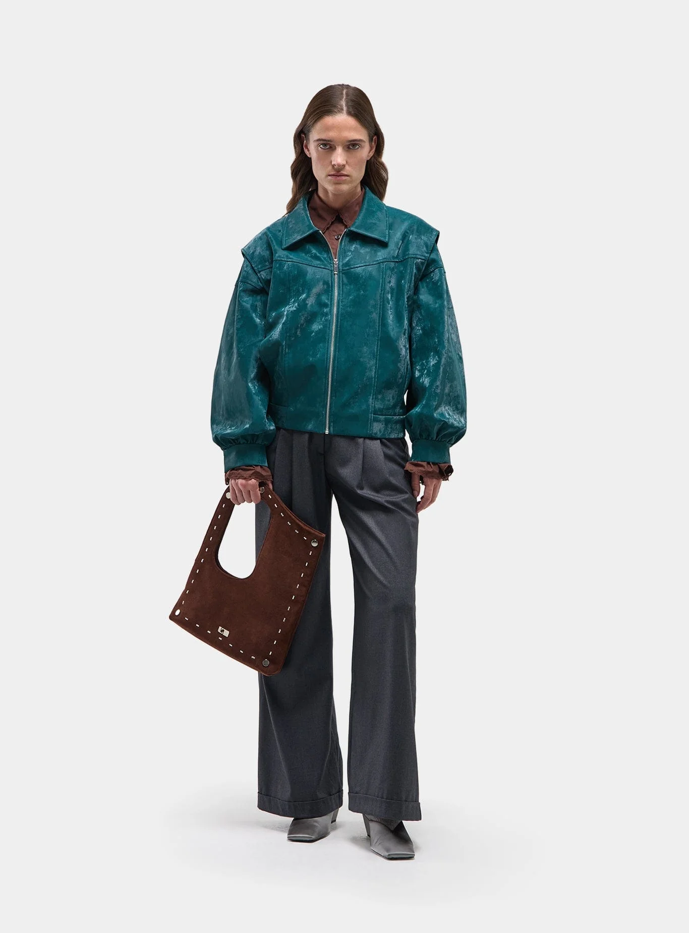 CUPIDO TEAL GREEN BOMBER JACKET - Image 3