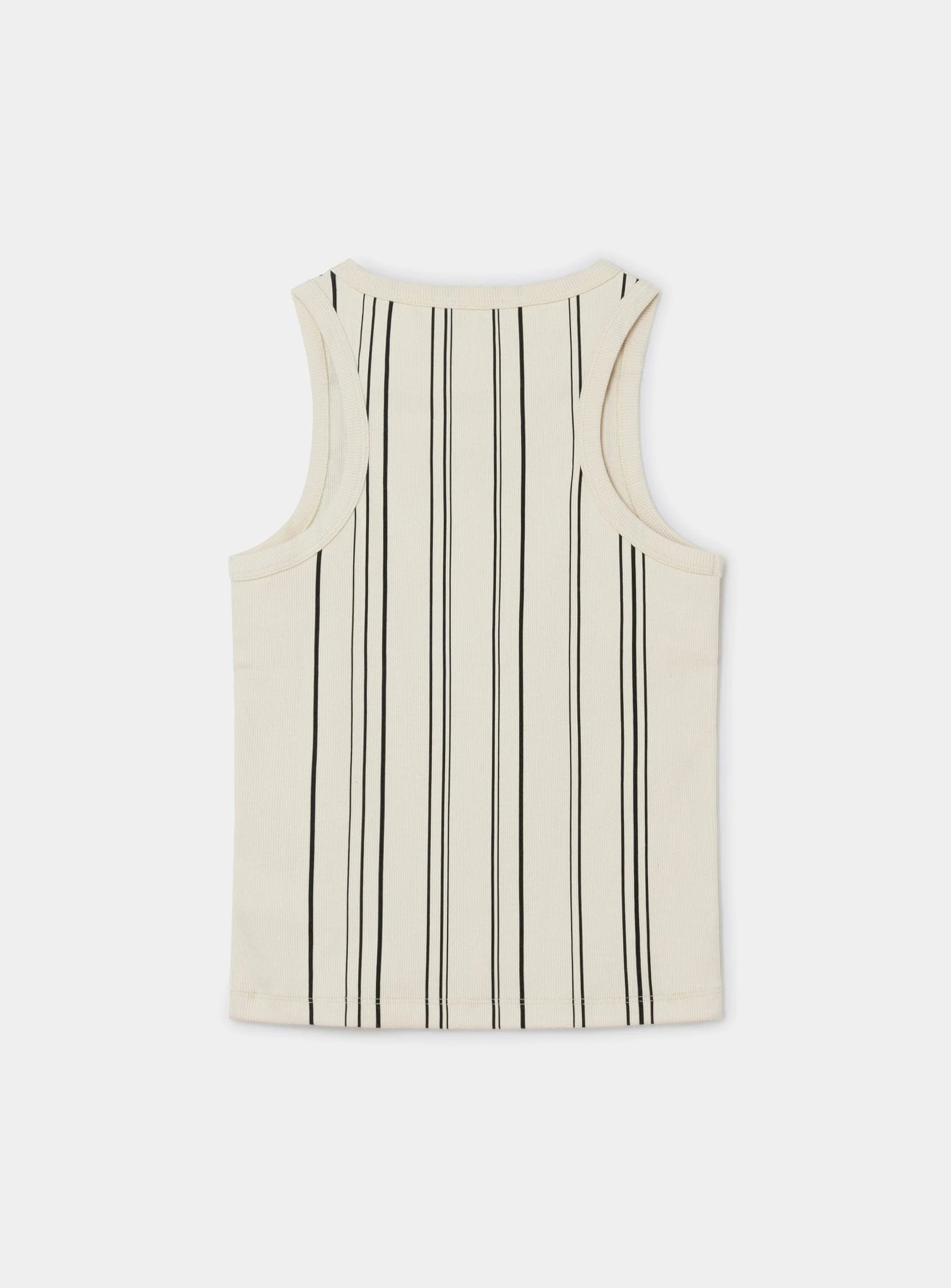 ECRU STRIPED EMBROIDERED LOGO TANK TOP - Image 3