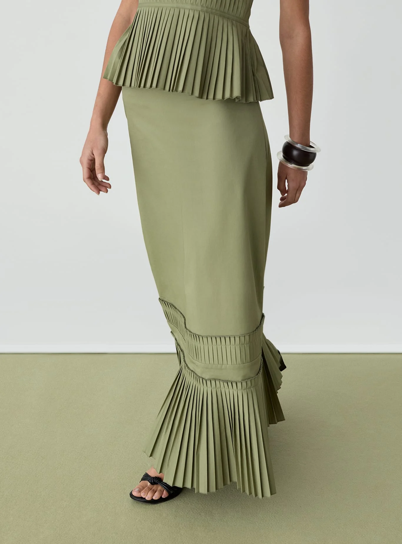 LEAH KHAKI MIDI SKIRT - Image 5