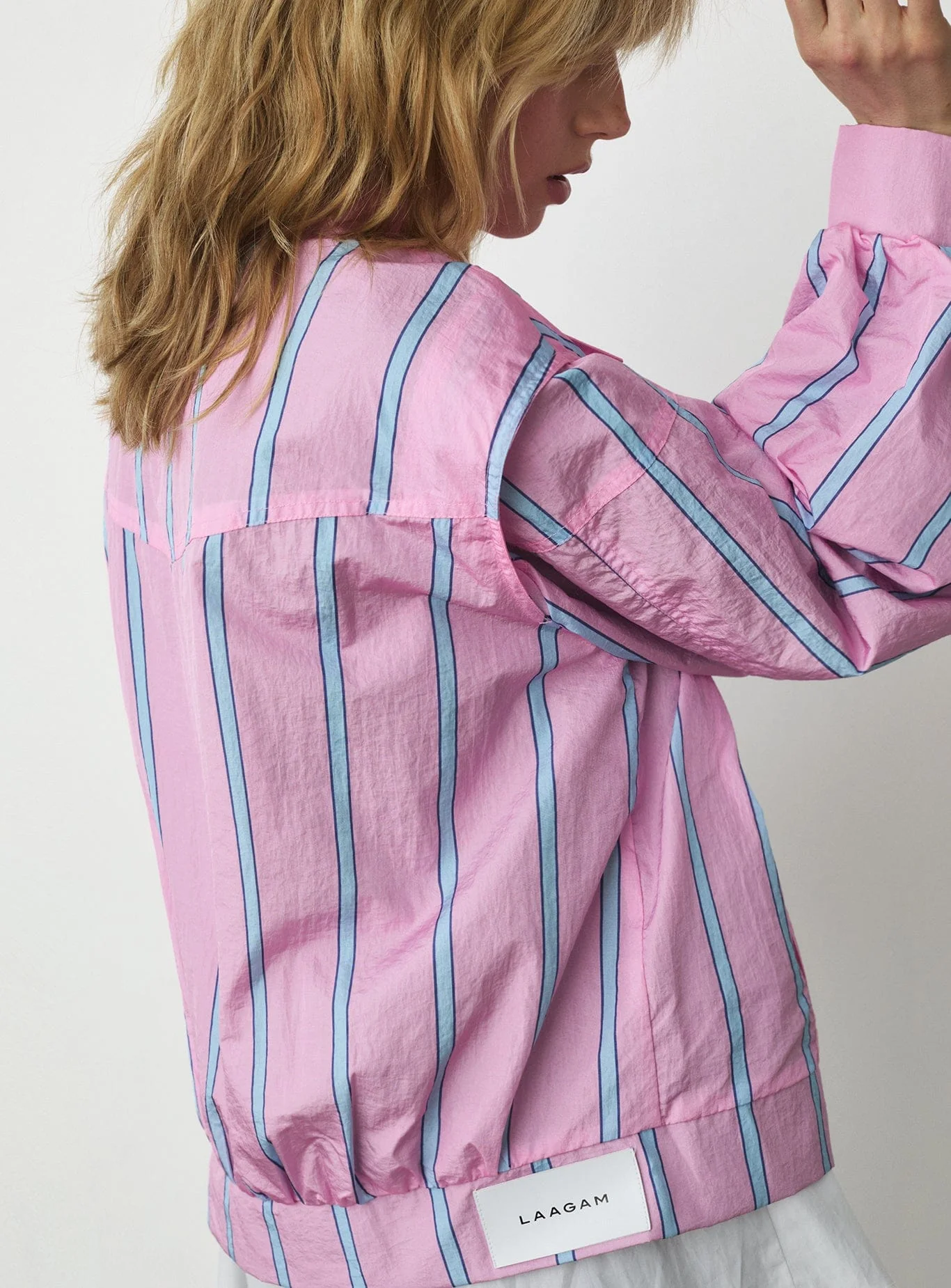 WATSON PINK STRIPED BOMBER JACKET - Image 4